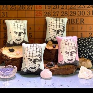 Handmade Hellraiser pin cushions and mini pillows